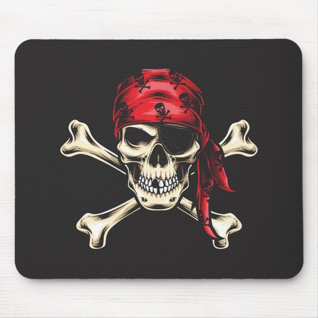 Tapis De Souris Pirate crâne et os croisés (Devant)