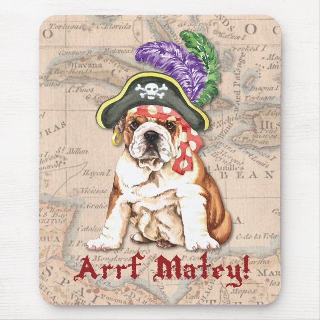 Tapis De Souris Pirate de bouledogue (Devant)