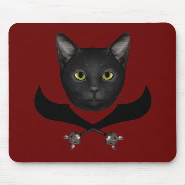 Tapis De Souris Pirate Drapeau Chat (Devant)