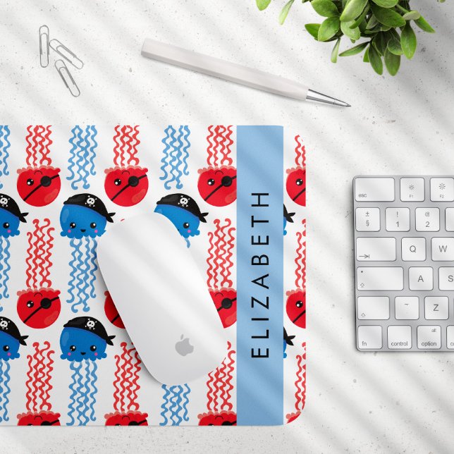 Tapis De Souris Pirate Jellyfish, Motif de méduses, Votre nom (Créateur téléchargé)