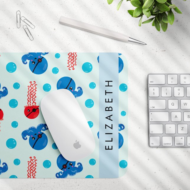 Tapis De Souris Pirate Octopus, Pirate Jellfish, Mer, Votre Nom (Créateur téléchargé)