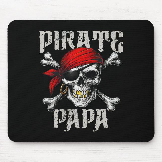 Tapis De Souris Pirate Papa Jolly roger Drapeau Et Crossbones Crân (Devant)