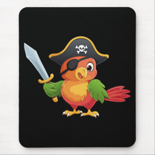 Tapis De Souris Pirate perroquet de dessin animé mignon