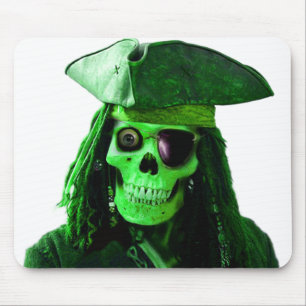 Tapis De Souris Pirate vert au néon avec skully et correction
