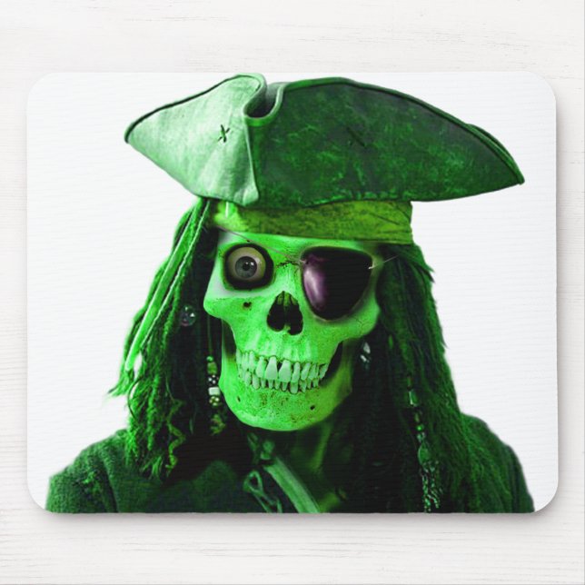 Tapis De Souris Pirate vert au néon avec skully et correction (Devant)
