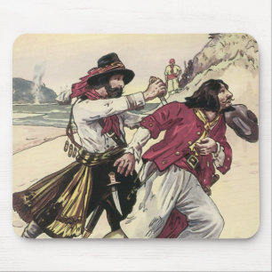Tapis De Souris Pirates Vintage, Duel jusqu'à la mort sur la plage