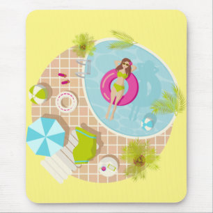 Tapis De Souris Piscine fille en bikini plage d'été