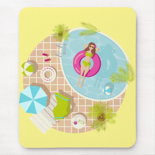 Tapis De Souris Piscine fille en bikini plage d'été (Devant)