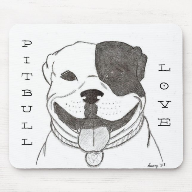 Tapis De Souris Pitbull Love Mousepad (Devant)