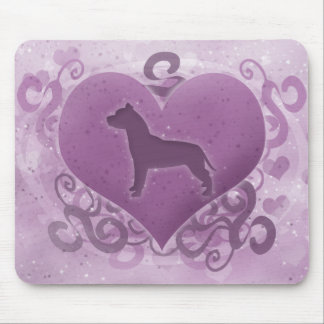 Tapis De Souris Pitbull Terrier américain pourpre Valentine