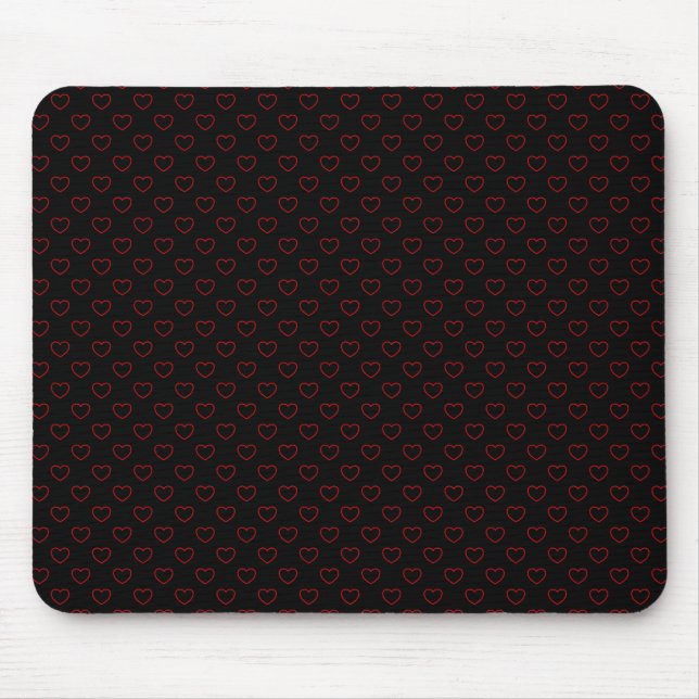 Tapis De Souris Pitch Black Mousepad Avec Petits Coeurs Rouges (Devant)