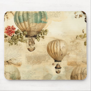 Tapis De Souris Pivoine de ballon antique botanique voyage