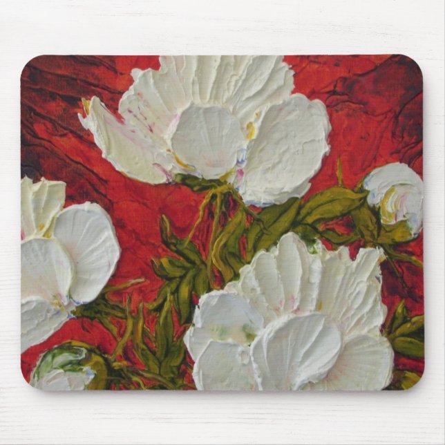 Tapis De Souris Pivoines blanches Mousepad (Devant)