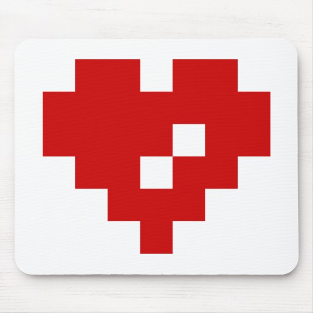 Tapis De Souris Pixel Coeur 8 bits Amour (Devant)