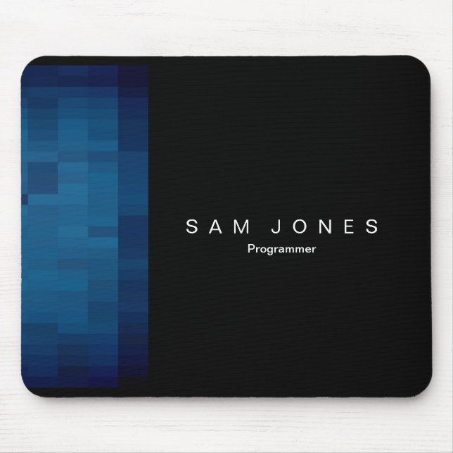 Tapis De Souris Pixel noir moderne N bleu (Devant)