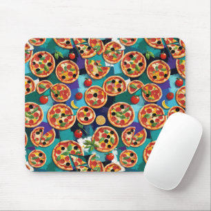 Tapis De Souris Pizza Abstraite Pepperoni sur Arrière - plan coule
