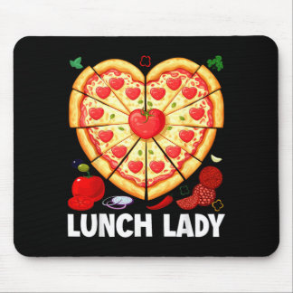 Tapis De Souris Pizza du cœur de la dame du déjeuner travailleuse