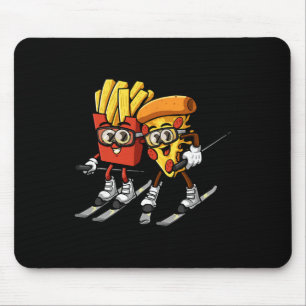 Tapis De Souris Pizza Frites de Français Ski Drôle Skieur Nourritu