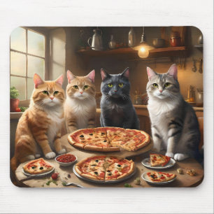Tapis De Souris "Pizza Paw-ty : Quatre Chats Creusent !"