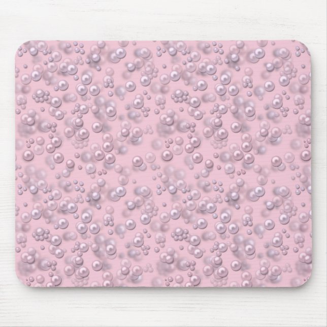 Tapis De Souris Placers de perles blanches roses sur velours rose (Devant)