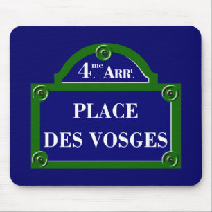 Tapis De Souris Placez DES VOSGES, plaque de rue de Paris