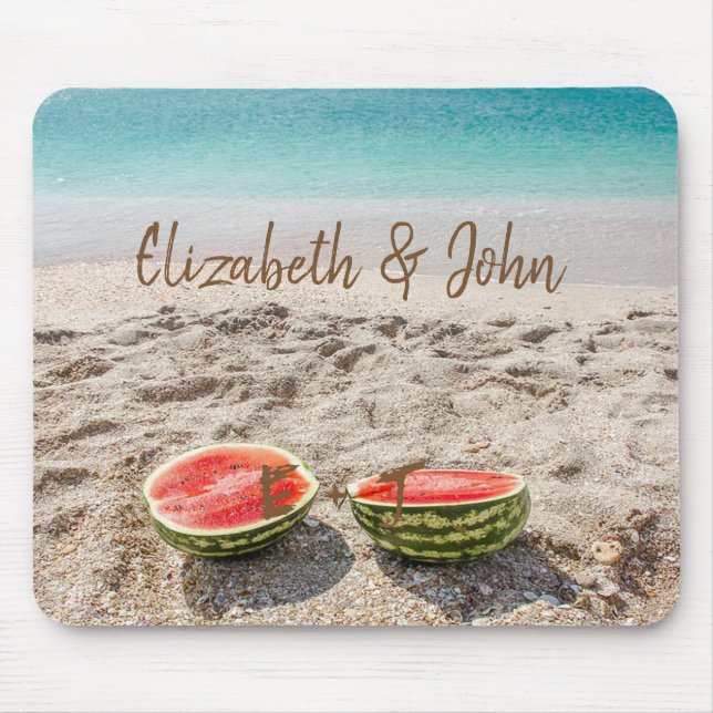Tapis De Souris Plage adorable, sable, pastèque - Personnalisé (Devant)