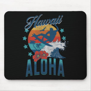 Tapis De Souris Plage Aloha Hawaï Surf Vintage Hawaïen Rétro