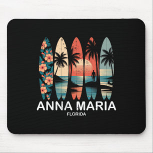 Tapis De Souris Plage Anna Maria Floride Surfboard Surf Rétro 