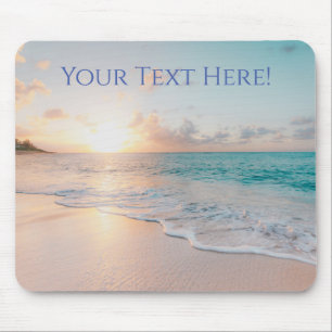 Tapis De Souris Plage au coucher du soleil avec des vagues douces,