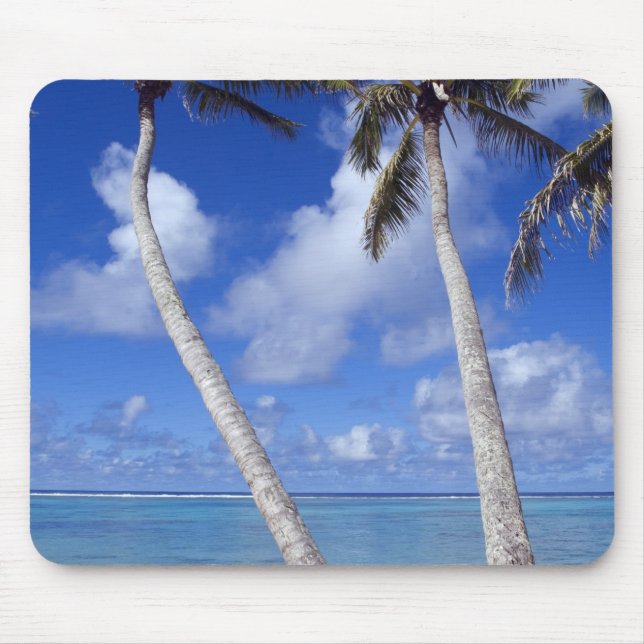 Tapis De Souris Plage bordée de palmiers Îles Cook (Devant)