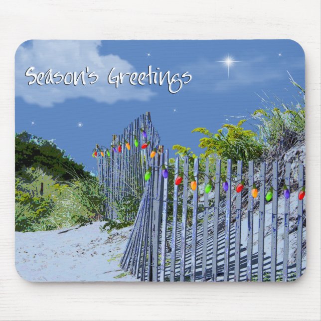 Tapis De Souris Plage clôtures & Dunes voeux de Noël (Devant)