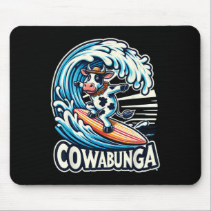 Tapis De Souris Plage de Cowabunga Surfant Vache Planche de Surf P