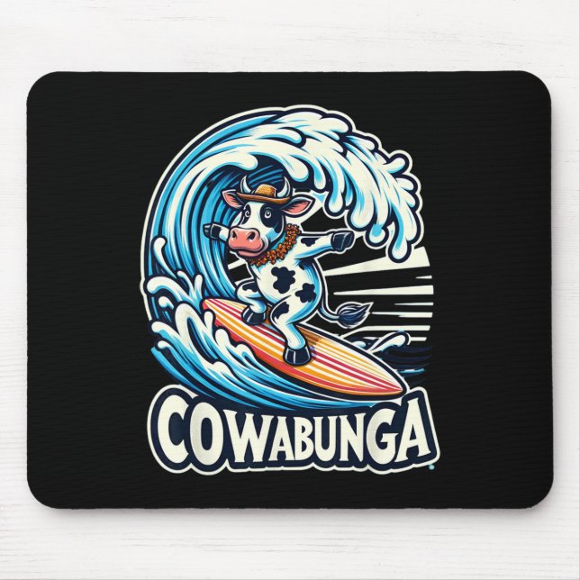 Tapis De Souris Plage de Cowabunga Surfant Vache Planche de Surf P (Devant)