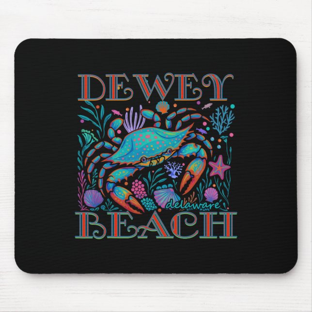 Tapis De Souris Plage de Dewey Beach Delaware Crabe Bleu Vacances  (Devant)
