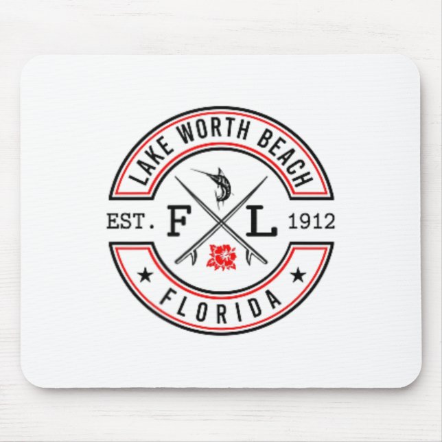 Tapis De Souris Plage de Lake Worth Beach Floride Fl Rétro Surfeur (Devant)