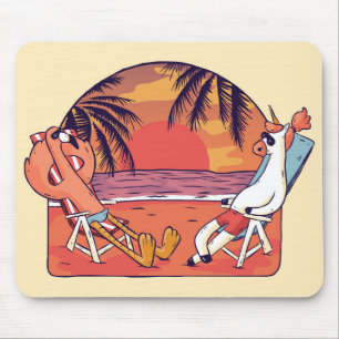 Tapis De Souris Plage de licorne flamant rose