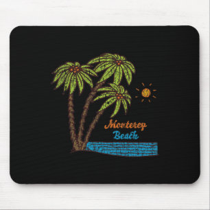 Tapis De Souris Plage de Monterey, graphique vintage de surf en Ca