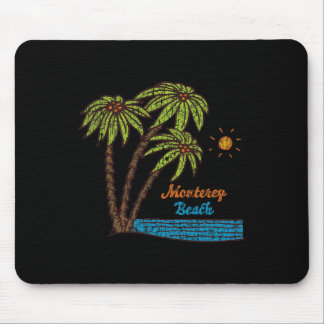 Tapis De Souris Plage de Monterey, graphique vintage de surf en Ca