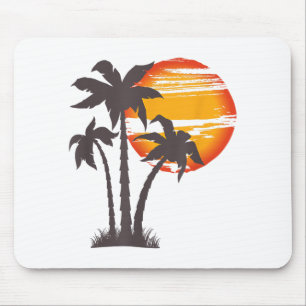Tapis De Souris Plage de palmiers océan vacances d'été coucher de