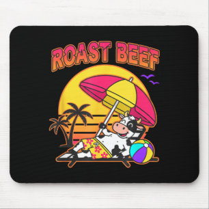 Tapis De Souris Plage de rôti de boeuf vache drôle ferme animal ch
