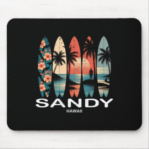 Tapis De Souris Plage de sable Hawaii Surfboard Surf Rétro _1