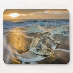 Tapis De Souris Plage de sable noir Jokulsarlon sud de l'Islande
