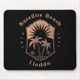 Tapis De Souris Plage de Satellite Beach Floride Rétro Surfeur Pla