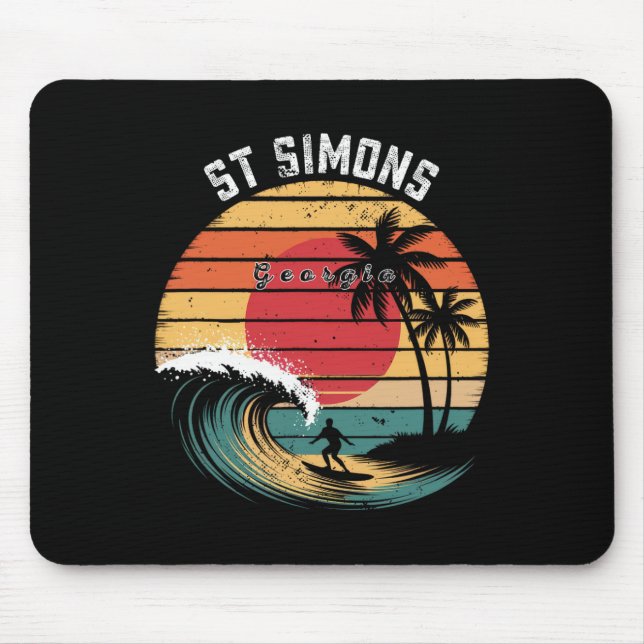 Tapis De Souris Plage de St Simons Géorgie Plage Surfing  (Devant)