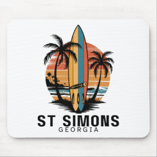 Tapis De Souris Plage de St Simons Géorgie Surfant Surfeur _1