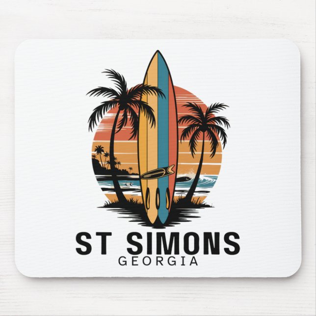 Tapis De Souris Plage de St Simons Géorgie Surfant Surfeur _1  (Devant)