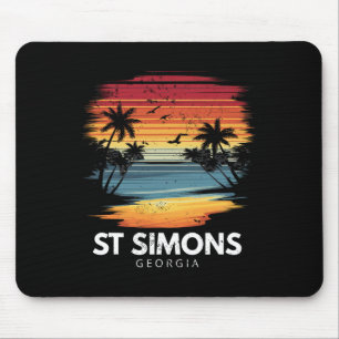 Tapis De Souris Plage de St Simons Géorgie Surfboard Surf Vintage