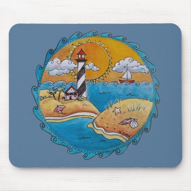 Tapis De Souris Plage d'été amusant soleil bord de mer côte (Devant)