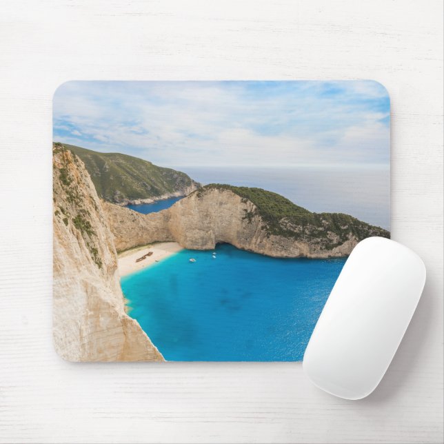 Tapis De Souris Plage Navagio Grèce Souris - Côte Pittoresque (Avec souris)