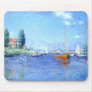 Tapis De Souris Plage rouge Monet Mousepad de l'eau de bateaux